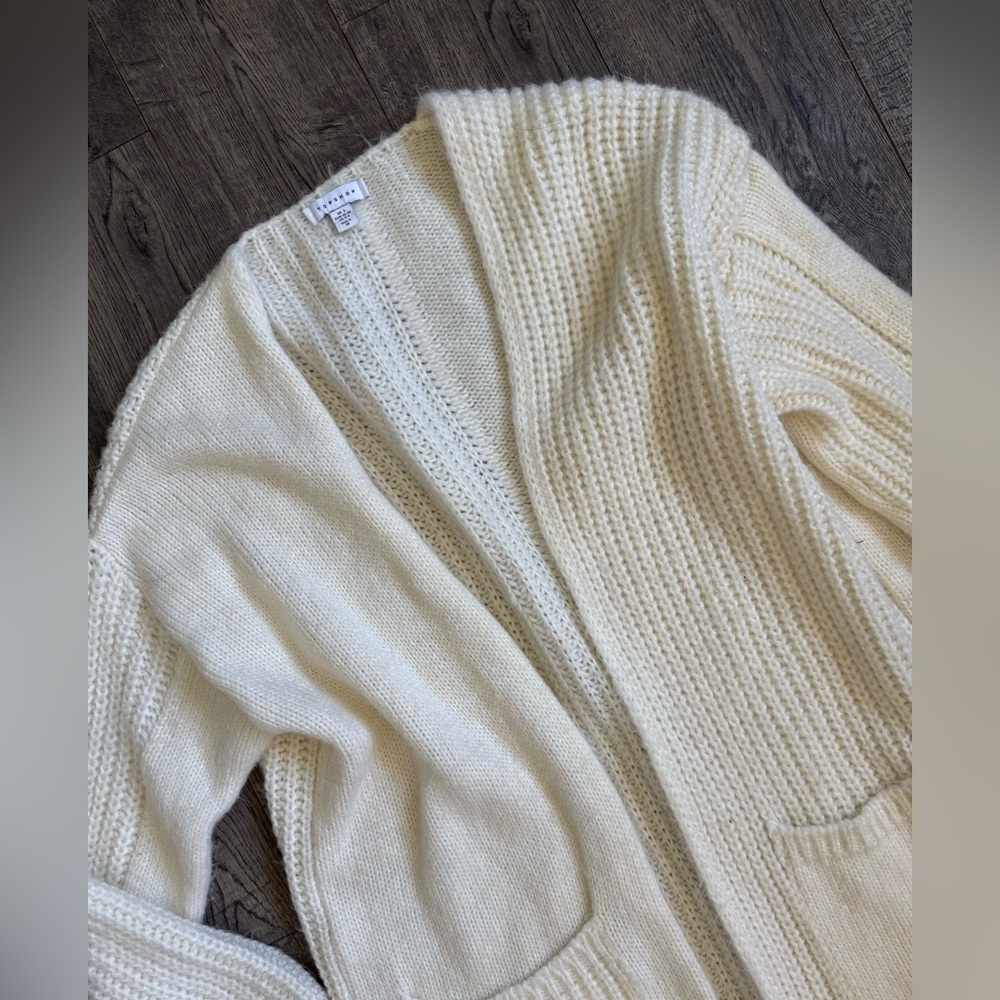 Topshop Nordstrom Viral Long Cream Duster Cardigan- Size 4-6 - Picture 2 of 4